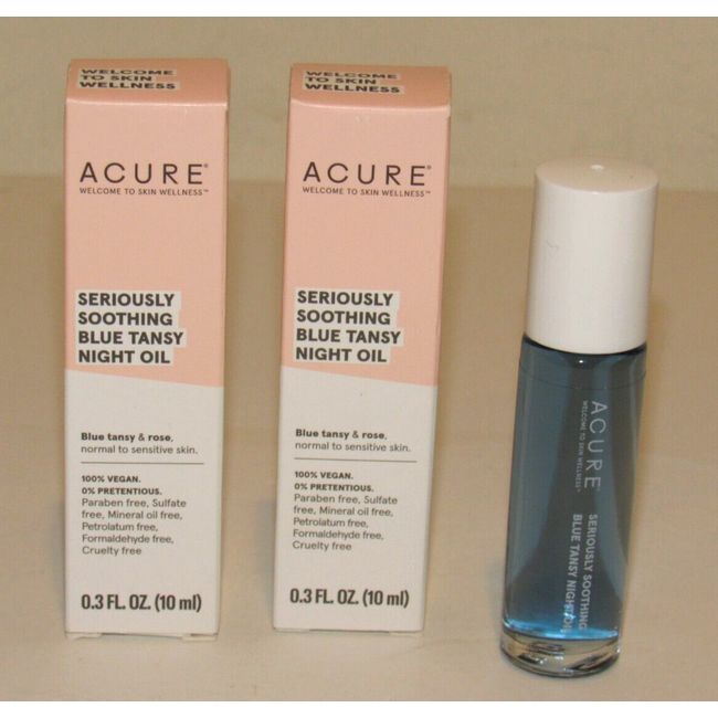 2 Acure Seriously Soothing Blue Tansy Night Oil Travel Size 0.6 Oz TOTAL NIB