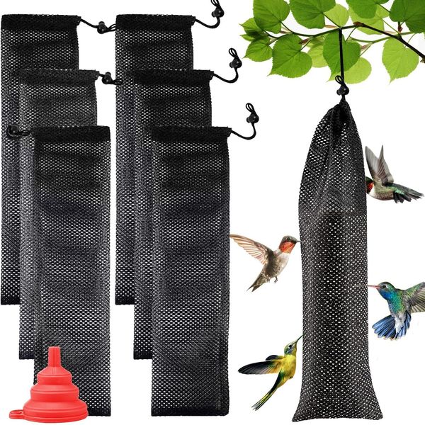 6 Pcs Wild Bird Food Sock Feeder Kits，Mesh Socks Bird Sack Feeders with1 Pcs