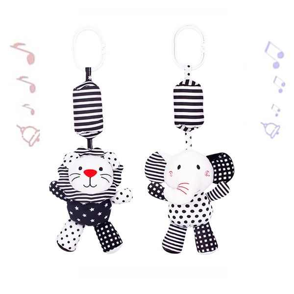 SHXERO 2Pcs Hanging Rattle Toys for Babies, Hanging Baby Toy, Car Seats Stroller Toys with Wind Chime for Newborn 0-36 Months, Clip Hanging Plush Squeeze Toys, Best Birthday Gift for Newborn