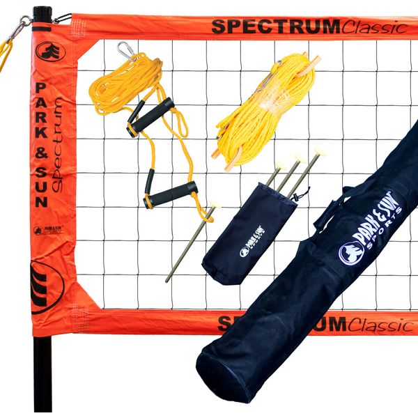 Park & Sun Sports Spectrum Classic: Portable Professional Outdoor Volleyball Net System, Orange