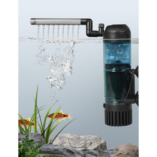 boxtech Aquarium Filter, Multi-Function Aquarium Filter, USB 1W Adjustable Aquarium Filter for Fish Tank 45-60cm