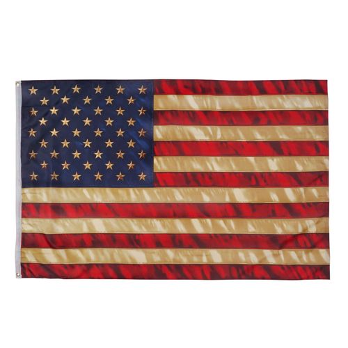 Vintage American Flag 3x5 ft Tea Stained American Flags Heavy Duty Old Antiqued USA Flag for Outside with 2 Brass Grommet for Outside Room Wall Decoration
