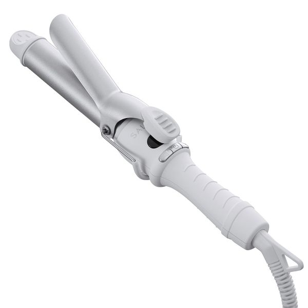 SALONIA Mini Ceramic Curling Iron White for Overseas Use, Max 666°F (210°C) with Heat Resistant Pouch