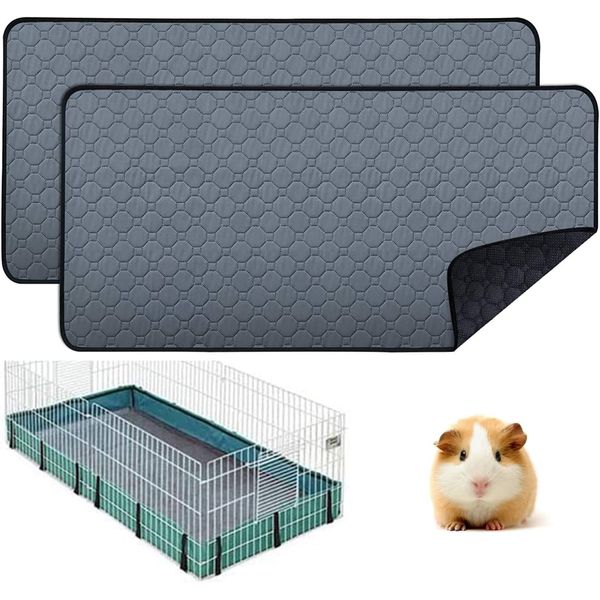 2 pcs Guinea Pig Cage Liners - Washable Guinea Pig Pee Pads, Waterproof Reusable & Anti Slip Guinea Pig Bedding Fast and Super Absorbent Pee Pad for Small Animals Rabbit Hamster Rat