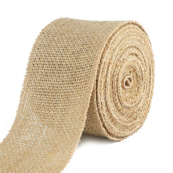 jijAcraft 10M Hessian Ribbon, Natural Burlap Ribbon Roll, Brown Jute Ribbon for Crafts, Rustic Wedding Decorations (8CM Width)