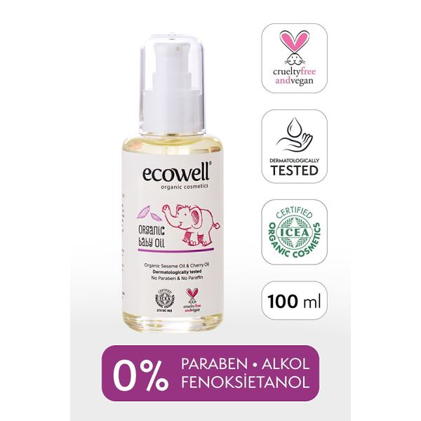 Organik Bebek Yağı, Vegan Sertifikalı, Hipoalerjenik, Nemlendirici, Rahatlatıcı Bebe Masajı, 100ml