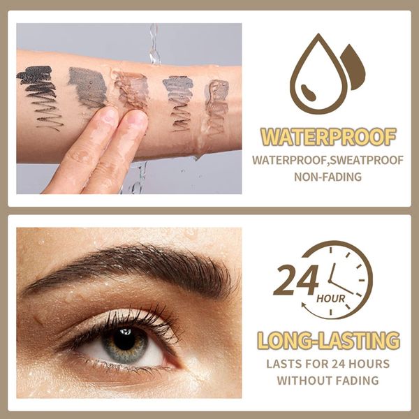 Waterproof Liquid Eyebrow Gels, Smudge-Proof, Sweat Resistant, Full Natural-24Hours Long Lasting Tinted Makeup Color Gel with Brow Pen (JET-BLACK)