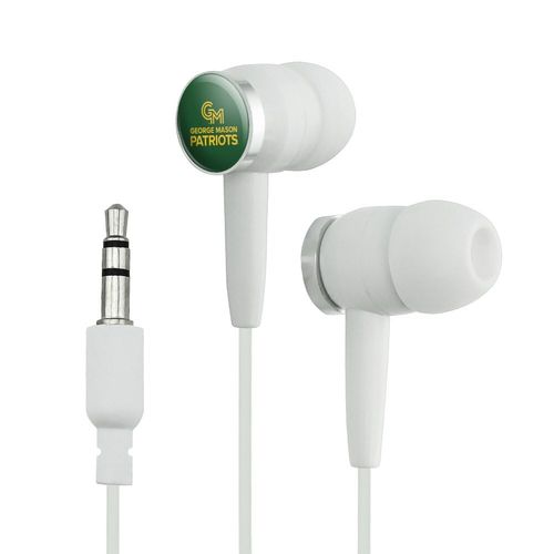 GRAPHICS & MORE George Mason University Primary Logo Novelty in-Ear Earbud Headphones - White