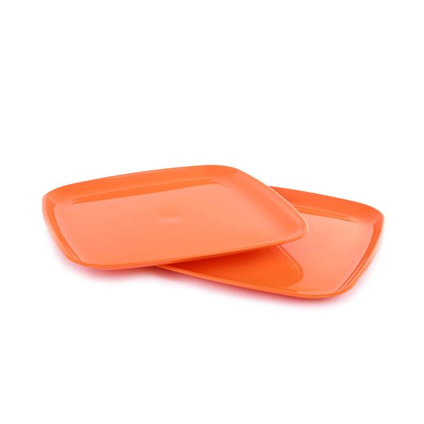 Mintra Home Reusable Plastic Plates (Orange, Square Serving Plate 2pk (14in))