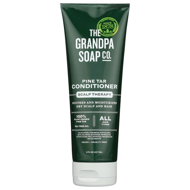 Pine Tar Conditioner by The Grandpa Soap Company | Tea Tree + Coconut Oil| Scalp Therapy | All Hair Types | Vegan & Sulfate Free | 8 Fl. Oz. Tube