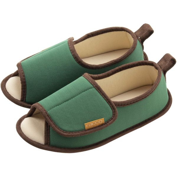 Nippon Slippers, Room Shoes, Racco LL, 9.8 - 10.2 inches (25 - 26 cm), Green, Plain, Heel Cushion, Hand Washable, Lightweight Comfort, Walking Support 310073