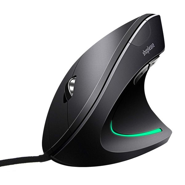 shoplease Wired Vertical Mouse, Optical Ergonomic Mouse With 4 Adjustable Dpi 800/1200/2000/3200, Better for Large Hands, Black