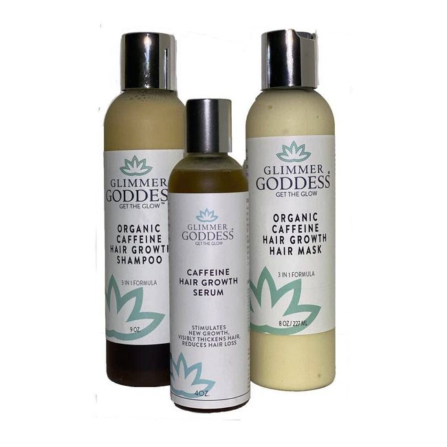 Organic Caffeine Hair Growth Set - Sulfate Free Shampoo, Conditioner and Protein Hair Growth Serum