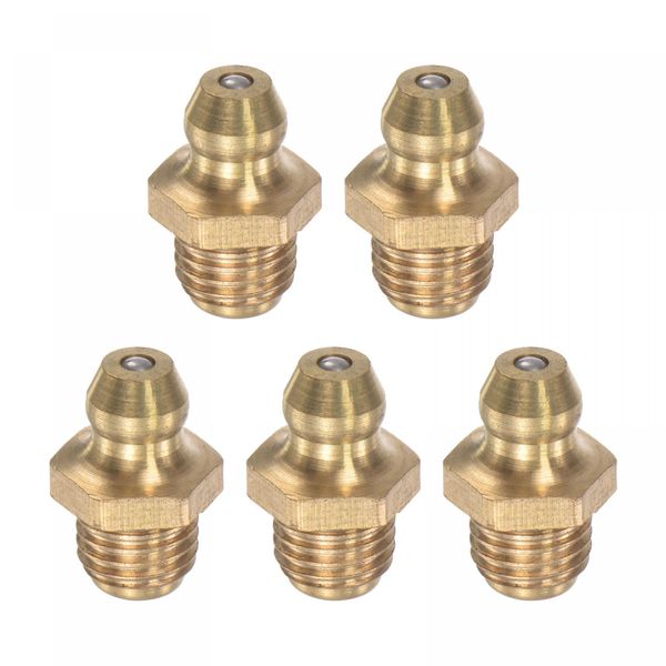 uxcell Grease Fittings, Grease Nipples, Brass, Straight, M8 x 1 mm Thread, Hydraulic, Grease Fittings, Accessories, Pack of 5