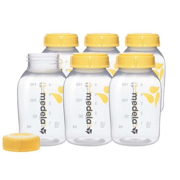 Medela Breast Milk Collection and Storage Bottles, 6 Pack, 5 Ounce Breastmilk Container, Compatible with Medela Breast Pumps and Made Without BPA