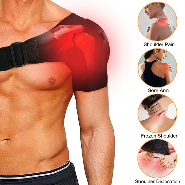 Heated Shoulder Brace Rotator Cuff Support Arthritis Compression Adjustab Sleeve
