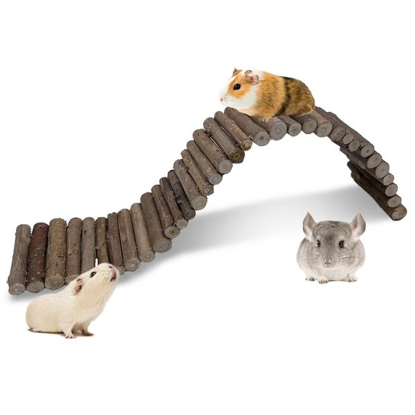 Hamiledyi Hamster Bridge Wood Hamster Climbing Ladder Rat Ladder Bridge Small Animals Cage Accessories for Dwarf Syrian Hamster Mice Gerbils Sugar Glider Rat (21.7×3.5IN)