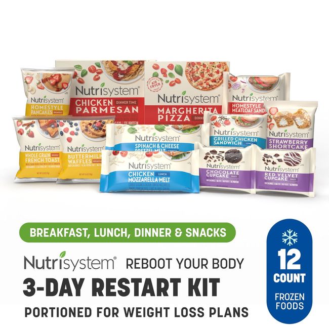 Nutrisystem 3-Day Frozen Meal Kit Reboot Weight Loss Dinners & Snacks 12 CT