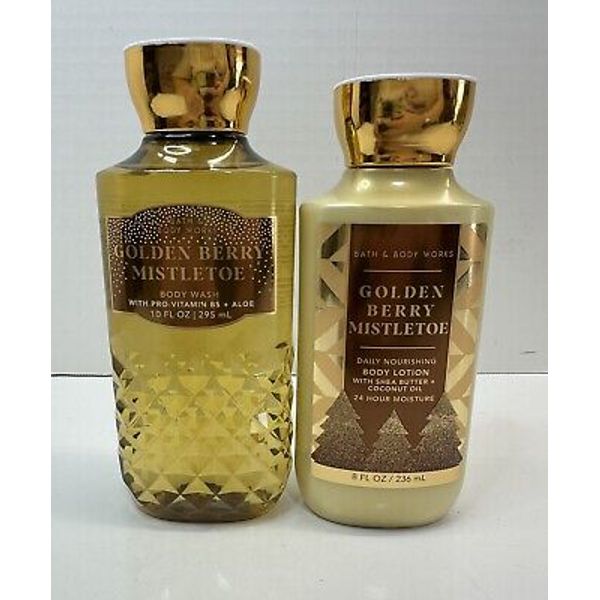 *NEW* Bath & Body Works "Golden Berry Mistletoe" 2-Pc Lotion/Shower Gel Gift Set