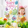 XOYTN 6 Sheets Easter Window Clings，Reusable Double-Sided Easter Egg Window Static Stickers Decals for Easter Party Home Office School Decorations
