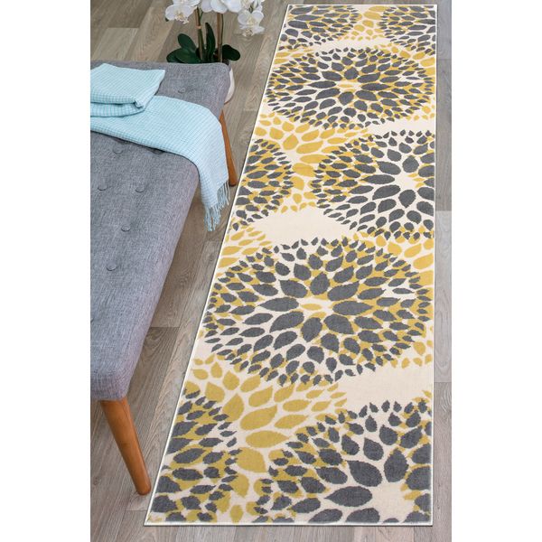 Rugshop Kitchen Runner Rug Modern Floral Circles Carpet Runners for Hallways 2x7