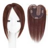 LesafeV 12" (30cm) Dark Brown Straight Human Hair Topper with Crown Closure