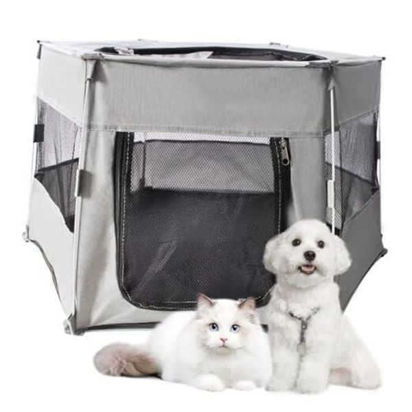 Portable Dog Cat Playpen,Foldable Large 【Large：41.3" x 35.4" x 21.2"】