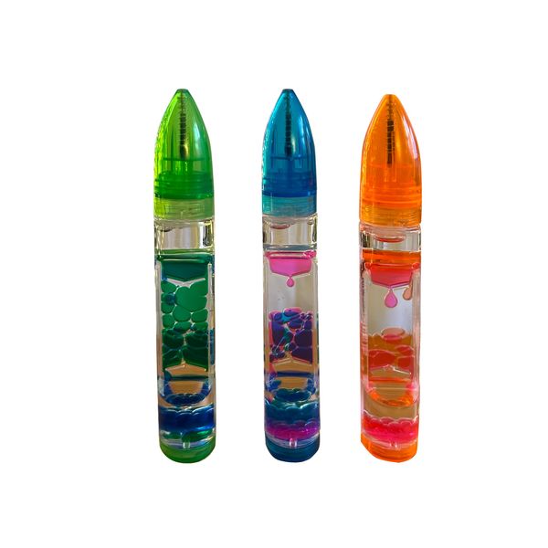 Colorful Liquid Motion Bubble Pens| Cool Bubbler Pens for Kids Adults Interactive Calming Fidget Water Timer pen | Engaging Liquid Timer Pens for Stress relief | Set of 3 Suitable for Ages 3 and Above