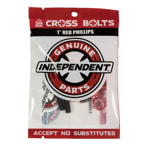 Independent Skateboard Hardware 1" Phillips Black/Red 8 Nuts and Mounting Bolts