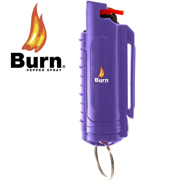 BURN Pepper Spray 1/2oz Security Self Defense Keychain Molded Purple