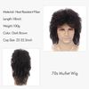 MEDISIFA Mullet 70s 80s Wig with Bangs Dark Brown Long Disco Hair Curly Men Wigs for Mens Man Male Hippie Rocking 80s Them Party Cosplay Costume Anime Heat Resistant Synthetic Hair 70's Wig