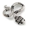 Crystal Snake Brooch In Silver Tone/ 55mm Long