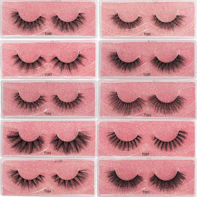 Dedbol 10 pairs of 10 models of 6D artificial fluffy natural mink eyelashes, dramatic false eyelashes(style 4)