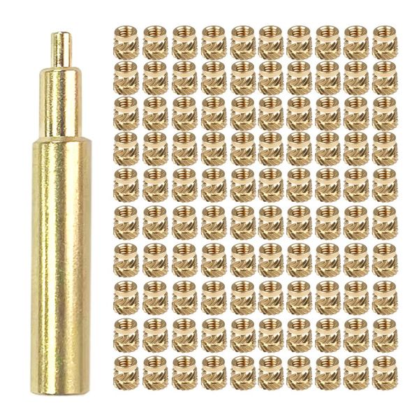 Heat Set Insert Tip for M3 with Qty 100 M3 Inserts.3D Printing Accessories.Compatible with Weller SP40NUS/Hakko FX-888D/900M and T18 Irons, Soldering Iron Tips for Threaded Inserts