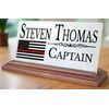 Firefighter Nameplate Gift - Thin Red Line Flag Custom Desk Name Plate - Graduat