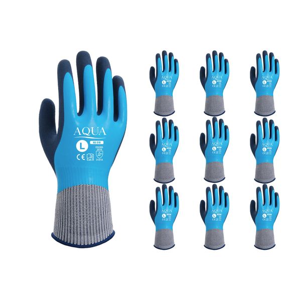 Weed AQUA AQ-318 Cleaning Work Gloves, Waterproof, Grip, Natural Rubber, LL Size, Blue