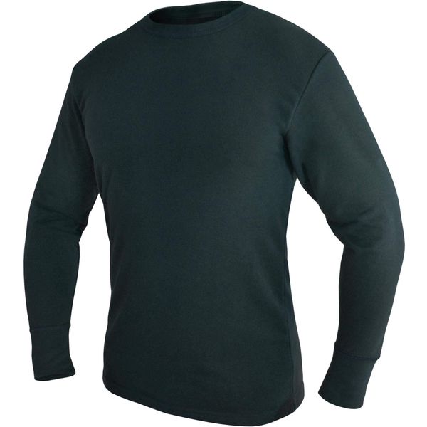 normani German Army Thermal Shirt Long-Sleeved with Inner Terry Cloth, Dark Black