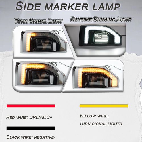 GEEGEETOP Led Fender Side Marker Lights Assembly, 2 Pcs Amber Front Fender Lamp Kit for Ford Maverick 2022-2025 Trucks/Pickup,Function as Amber Sequential Turn Signal Light & Daytime Running Light
