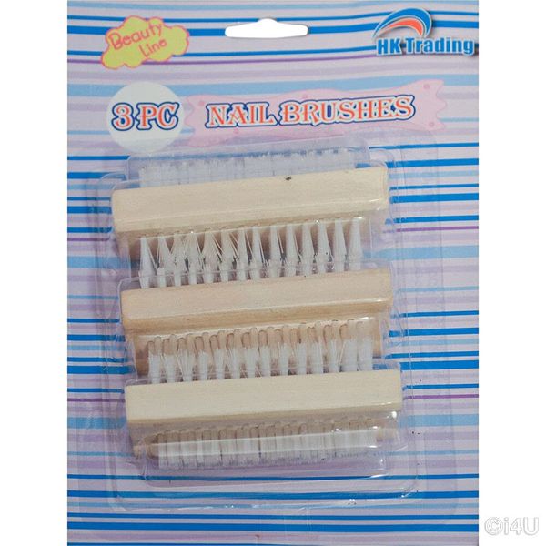 3 Pieces Wooden Nail Brush Wood Double Sided Nail Cleaning Brush Nail Scrub Brush for Cleaning