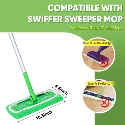 6-Pack Reusable Mop Pads Compatible with Swiffer Sweeper Mop - 100% Coral Fleece Washable Refills - Microfiber Dry & Wet Sweeping Cloths for Multi-Surface/Hardwood Floor Cleaning
