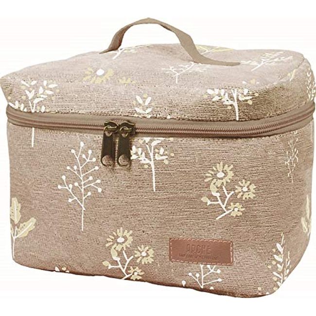 K Japan Arsh 165859 Stylish Chenille Cosmetic Box, Makeup Accessory Holder, Vanity Case, S, Branch, Beige, W 8.7 x D 6.3 x H 6.3 inches (22 x 16 x 16 cm)