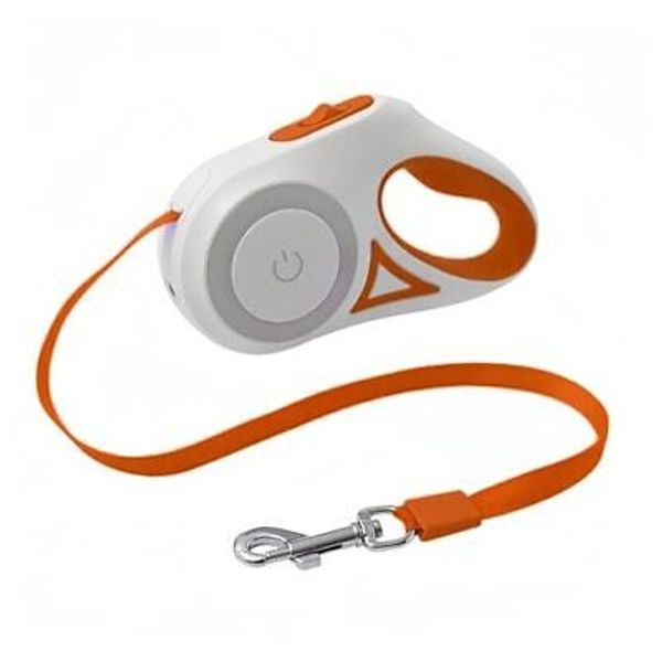 Anti-Entanglement, Retractable pet Leash, Multiple Light Modes for Small Orange