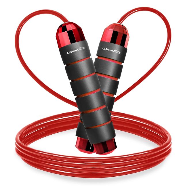 Catsobat Jump Rope, For Training, Fitness, Rope Adjustable, Original Limited Color, 30 Days Manufacturer's Warranty (Shinered)