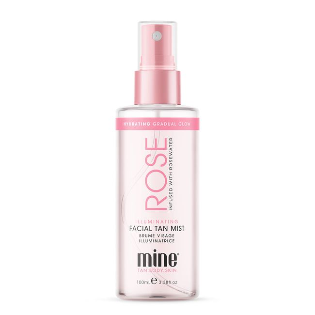 MINETAN BODY.SKIN Rose Illuminating Facial Gradual Tan Mist - Hydrating Face Tanner With Soothing Rosewater, Luminous Golden Skin Finish, Vegan, 3.38 Fl oz