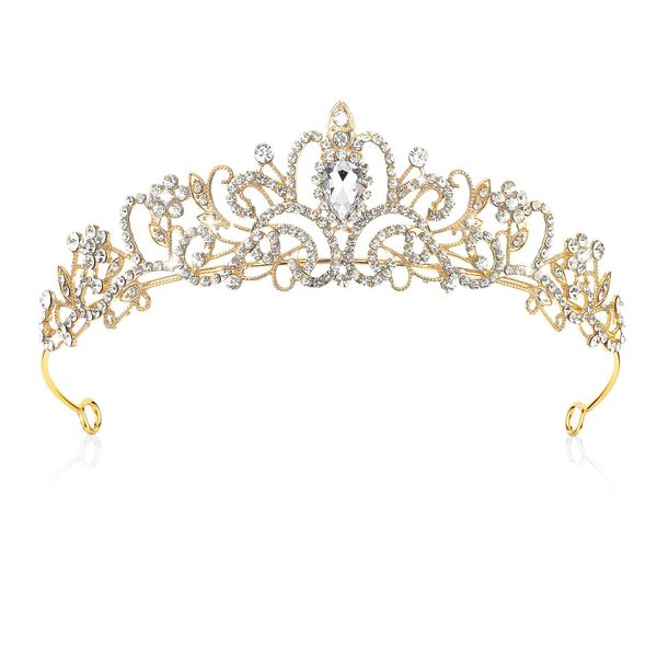 YUXIANLB Crystal Tiaras for Women Girls, Gold Princess Crown Elegant Corwn Royal Queen Bridal Jewelry Rhinestone Headband，Gift Hair Accessories for Wedding Dancing Party