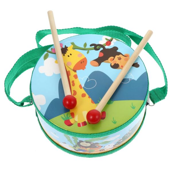 TOYANDONA Kinder Trommel Set Holz Trommel Spielzeug Mit Drumsticks Instrument Musical Spielzeug Lehrer Glocke Baby Bildungs Lernen Spielzeug Mädchen Junge Grün