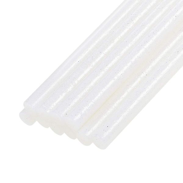 sourcing map Mini Hot Glue Sticks for Glue Gun 0.27-inch x 4-inch White Glitter 10pcs