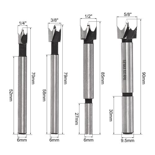 sourcing map Forstner Wood Boring Drill Bit, Hole Puncher, 1/4" - 1" Diameter, for Woodworking, 7 in 1 Set