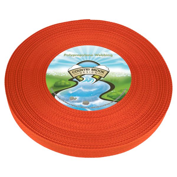 1" Orange Webbing - 30+ Colors - EDC Polypropylene Webbing, 25 Yards