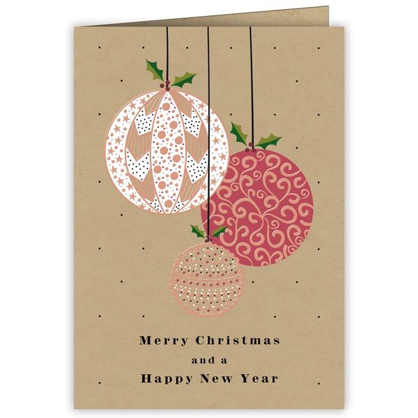 Quire Copper Charm Card Baubles With Holly